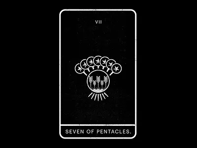 Seven of Pentacles. black crops harvest minimal pentacles seven tarot white