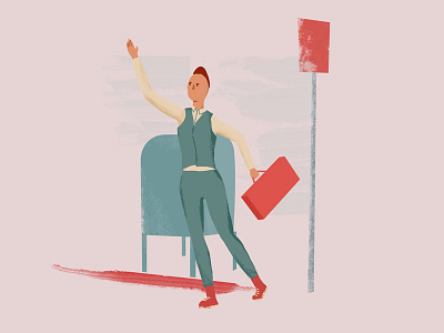 Hailing a Taxi business character color design drawing flat illustration painting photoshop woman