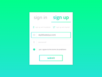 Daily UI #001: Sign Up daily ui dailyui dailyui001 first shot ui ui design