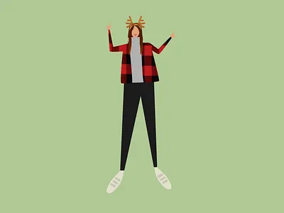 secret santa christmas dancing fabric green illustration plaid red reindeer antlers secret santa sketch