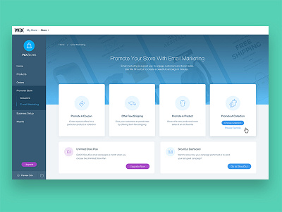 Wix Stores - Email Marketing System dashbaord ecommerce email newsletter ui ux wix