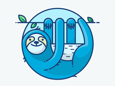 Sunday animal blue character cute icon illustration panda sloth sticker sunday tree