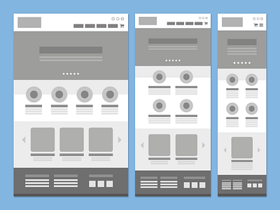 Responsive Wireframe desktop flat grey mobile phone responsive tablet ui ux web website wireframe