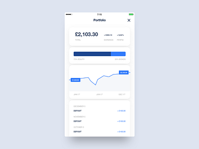 Investment Platform app clean finance interface investment minimal mobile ui ux