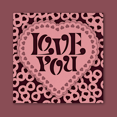 “Love You” Valentine’s Day Card greeting card hand lettering illustration lettering licensing retro lettering valentines