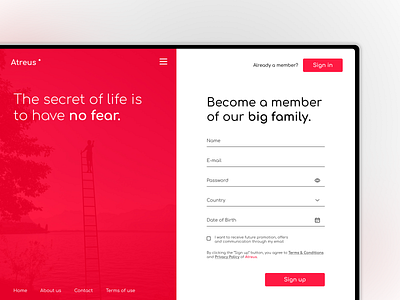 Sign Up Page - Atreus account app business clean design design figma membership registration signup page ui ui design ux design website