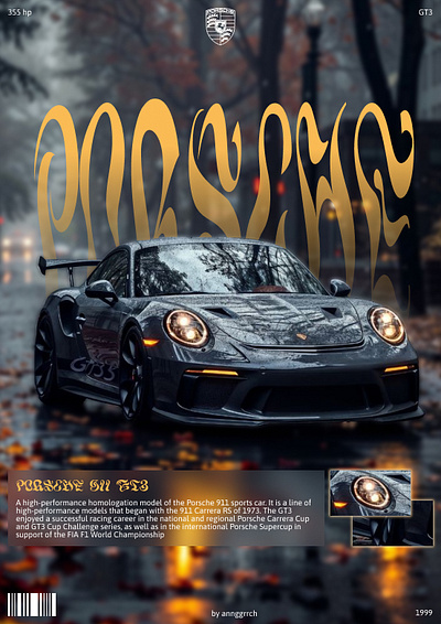 Постер | Porsche 911 GT3 branding car design graphic design illustration porsche ui