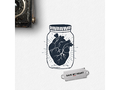 Save my heart badge brain design grunge heart hipster logo mind typography vintage