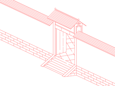 Door china illustration lines red