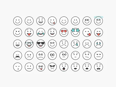 Smileys Version 2 cool cute emoji emoticons expressions filled outline icon icons smile smileys white