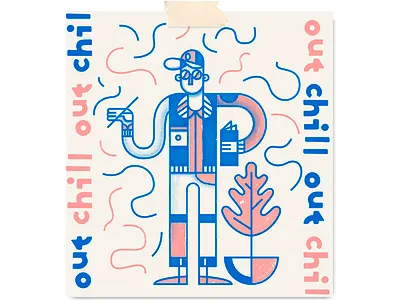 Chill Out 90s chill chillwave fashion flat hip line line art plant self portrait