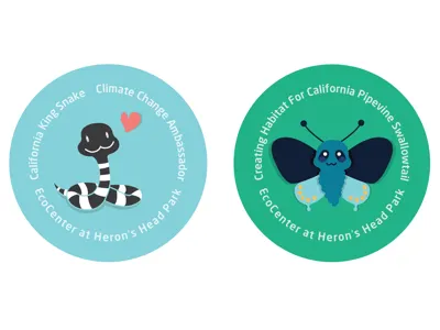 Button design for bay.org badge butterfly button climate change pin snake