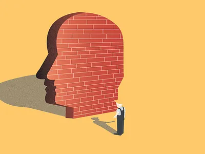 Blocking his mind. artwork conceptual graphicdesign gray illustration