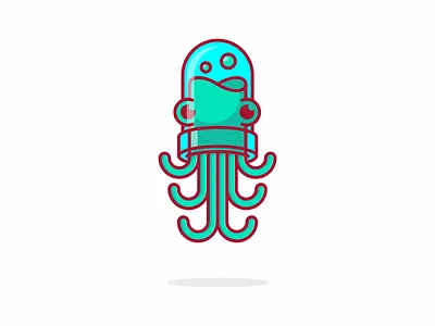 OctoLab chemistry eyes flask illustration octopus squid tentacle test tube