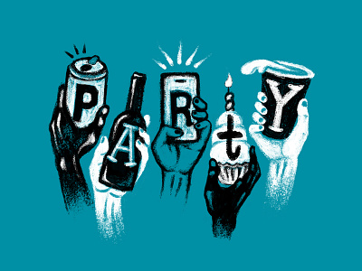 Party beer brushes cupcakes hands illustration party people photoshop brush texture