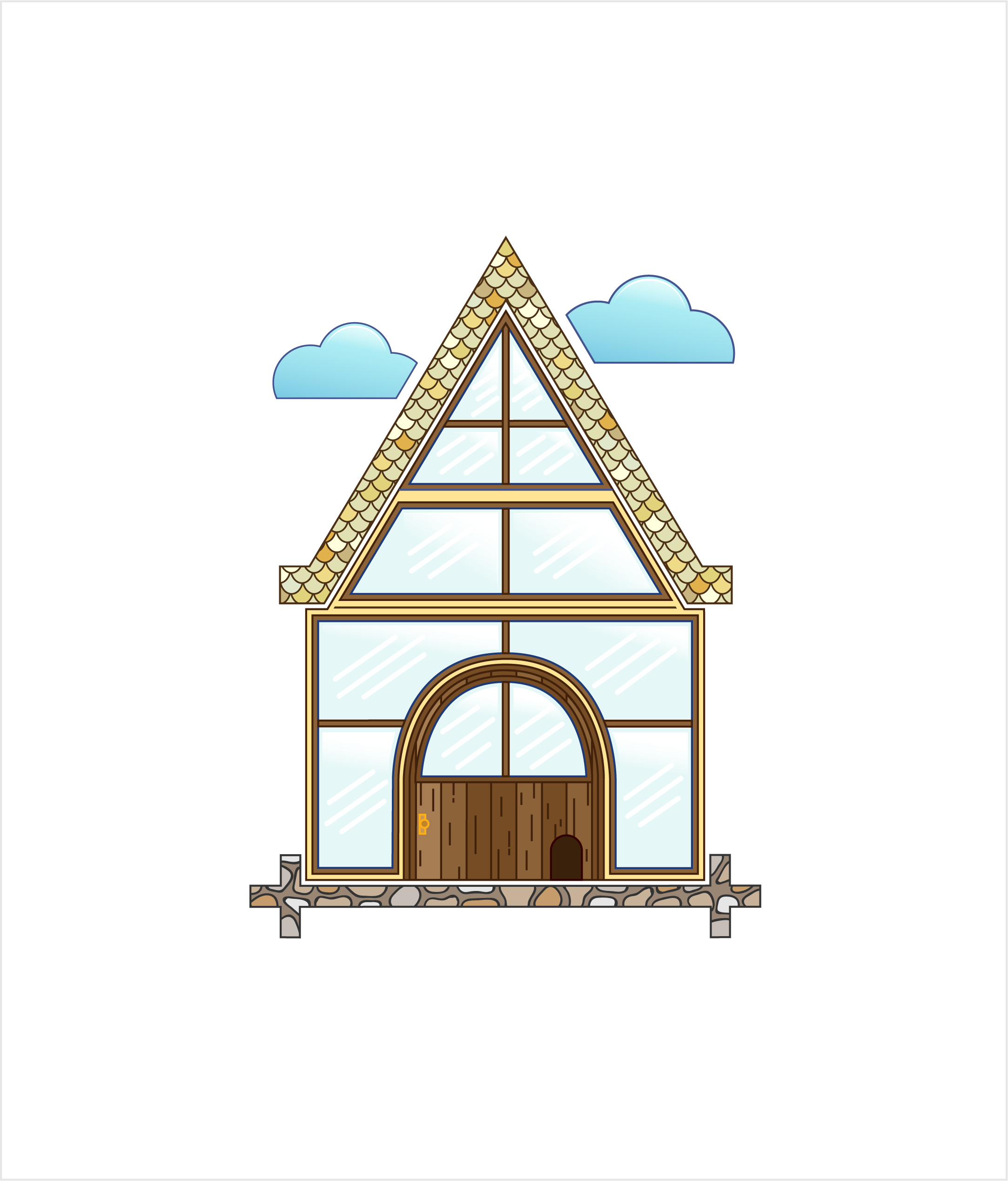 Glass House awesome clean clouds design glass glass house house illustration lines minimal pretty vector vector illustration windows