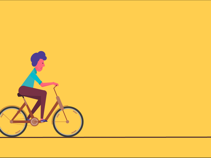 Bicycle 2d aftereffects animation bicycle branding character colours cycle cycling design explainer video fun illustration illustrations india lighting logo man motion graphics vector