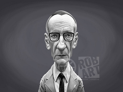 William Burroughs author book caricature celebrity illustration literature naked lunch novel portrait vintage william burroughs writer