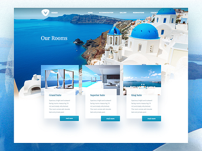 Verso - Hotel - rooms page blue clean design hotel minimal santorini theme wordpress