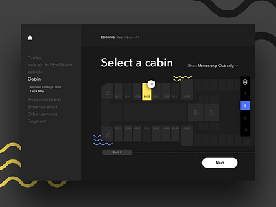 Booking process card booking concepts cruise form selecting seats ui