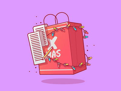 Shopping Bag christmas dribbble icon illustration line purple stroke ui ux vector