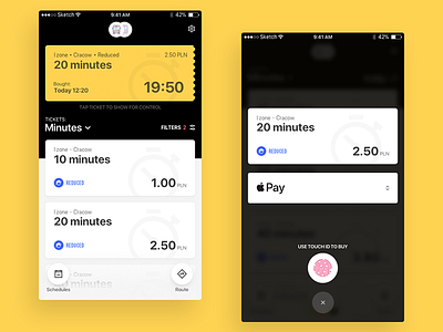 Tickets app apple pay application design interface ios iphone mobile payment tickets transport ui