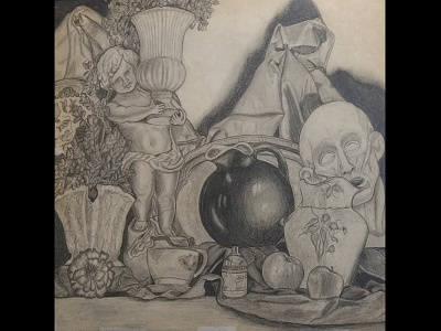 Statues art art props artwork high school original artwork pencil drawing props statue still life still life art still life drawing vase