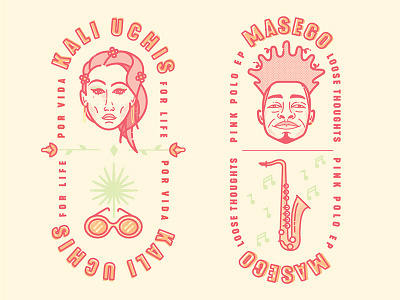 Kali Uchis & Masego badge blog illustration kali uchis masego music red