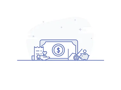 Financial Service clean style design dollar finance finance product financial service graph line icons loyalty money