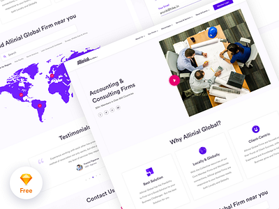 Landing Page - Accounting & Consulting Firms clean contact us free landing page minimal design near you sketch social testimonials video website