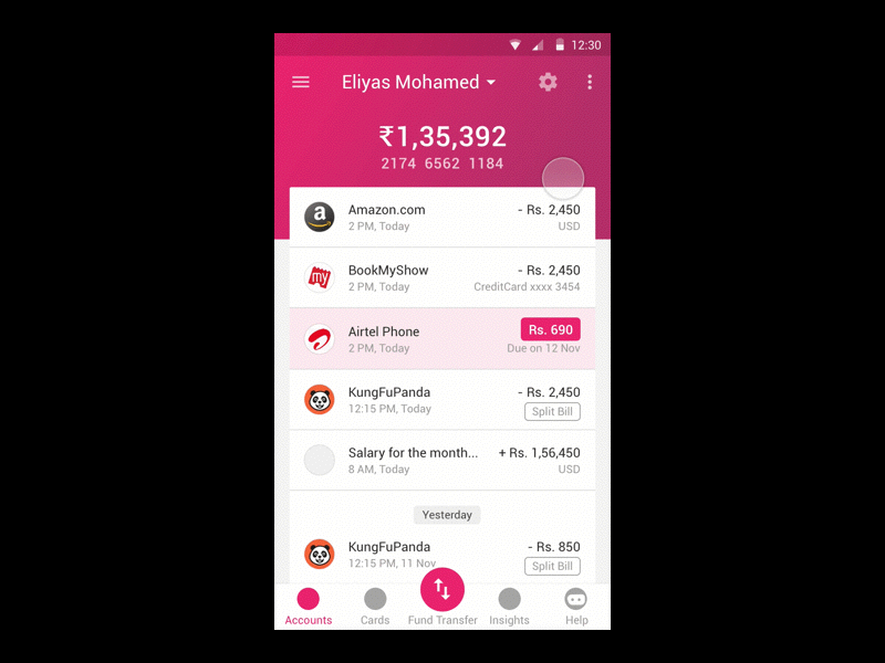 Payment concept android app bank banking billing concept