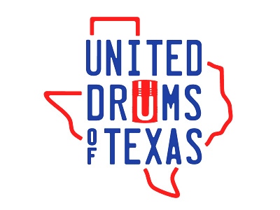 United Drums of Texas blue drums logo oilfield red simple texas united west western