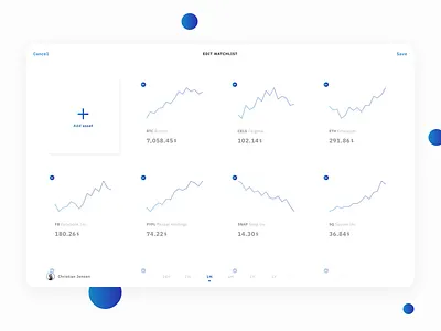 Watchlist app - Edit watchlist app edit finance gradient interaction design investing settings trading ui uidesign ux uxdesign