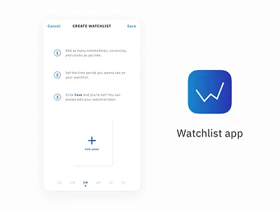 Watchlist app - Create watchlist app finance fintech gradient interaction design investing trading ui uidesign ux uxdesign watchlist