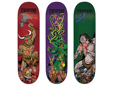 Creature Skateboards Deck Designs graphics halloween illustration illustrations illustrator ink monsters skateboard skateboarding skateboards texture