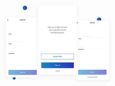 Watchlist app - Sign up & Log in app finance fintech gradient interaction design investing trading ui uidesign ux uxdesign watchlist