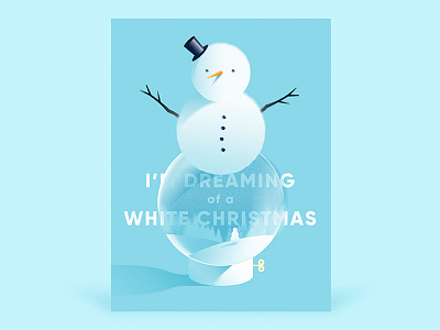 Dreaming Of A White Christmas celebration christmas festive gradient holiday illustration postcard snow snow globe