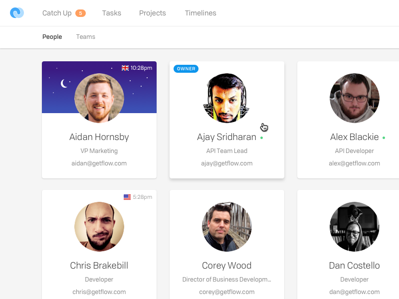 Example of People Page — Flow Desktop App