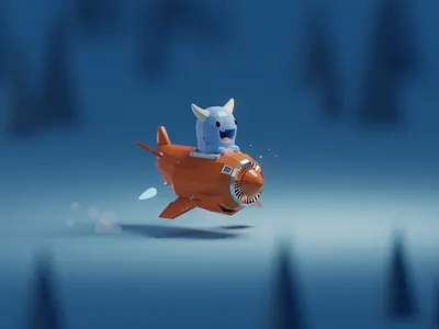 On the Road to Nowhere b3d blender cute flying happy isometric low poly monster plane render