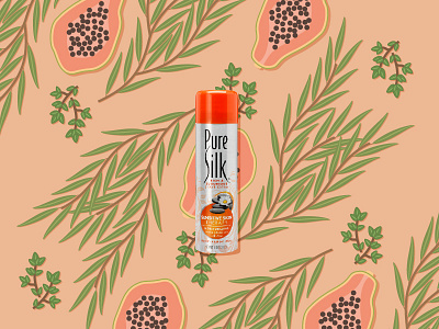 Papaya Pure Silk: Social Post Concept fresh illustration instagram papaya shaving shaving cream social