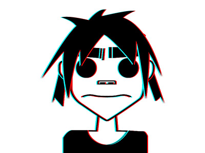 2D - Gorillaz 2d 3d glass gorillaz