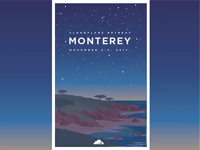 Monterey Retreat Poster (Night) california coast monterey night ocean sea stars sunrise