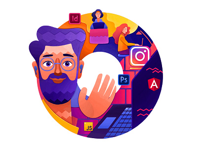 Coworking adobe andrew lebedinsky cg character coworking illustration instagram photoshop
