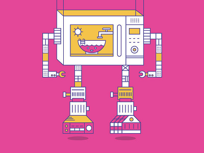 Microwave Robot design icon iconography illustration