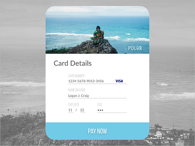 Poler Stuff Card Checkout card details check out daily ui dailyui day 002 day002 design pay now poler poler stuff ui ux