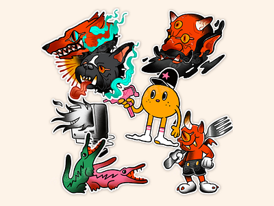 stickers cartoon illustration sticker tattoo
