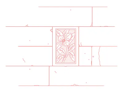 flower china flower illustration line lineal red wall