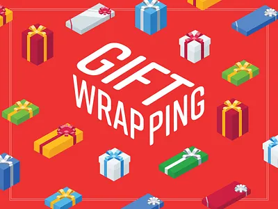 Gift Wrapping Poster christmas gift holiday isometric pattern presents red