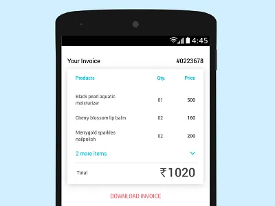 Invoice card design daily ui invoice mobile ui