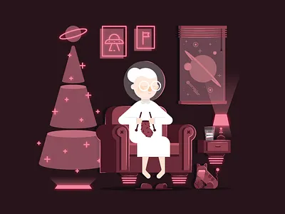 Future is now christmas christmas tree future grandma grandmother laser old planet robot space star xmas